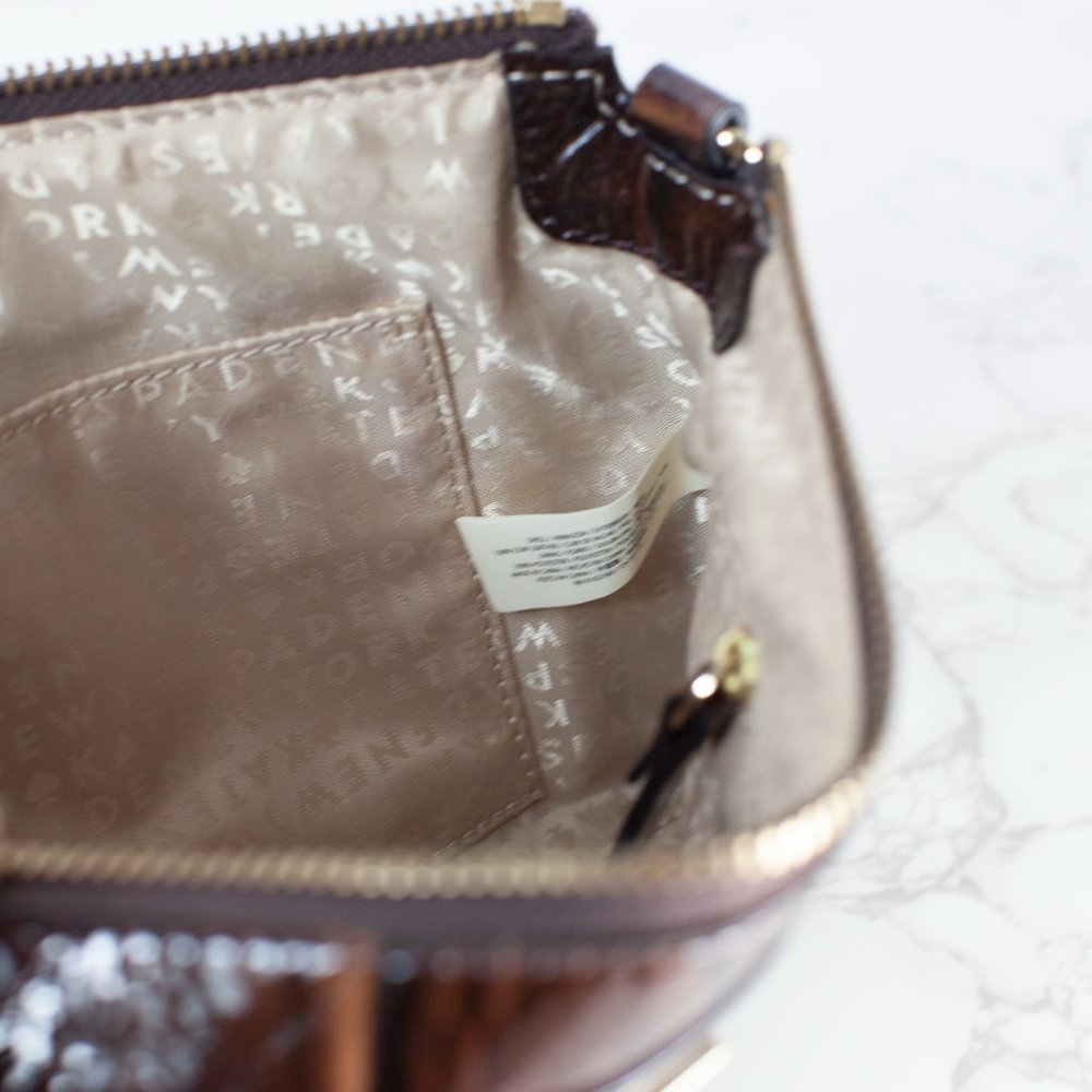 SOLD Kate Spade Knightsbridge Byrd Clutch Bag Chestnut Patent Leather Purse - Picture 8 of 8